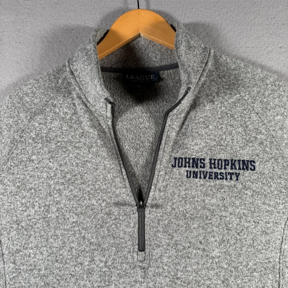 League Johns Hopkins University Quarter Zip Pullover Heather Gray Mens Large